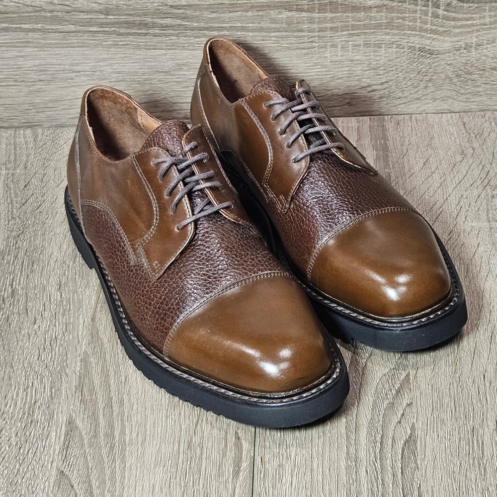 Florsheim FLS Mens Brown Leather Cap Toe Lug Sole Derby Shoes 73197 Size 7.5 M